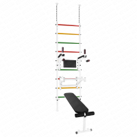 Шведская стенка Враспор с брусьями, упорами под штангу и скамьей Asta85 Белая